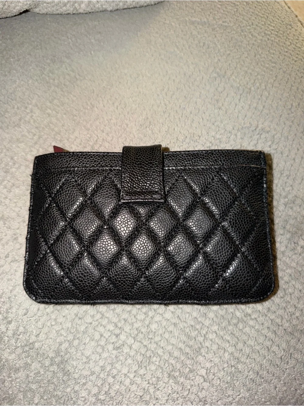 Black Quilted Leather Wallet with Burgundy Card Holder Insert